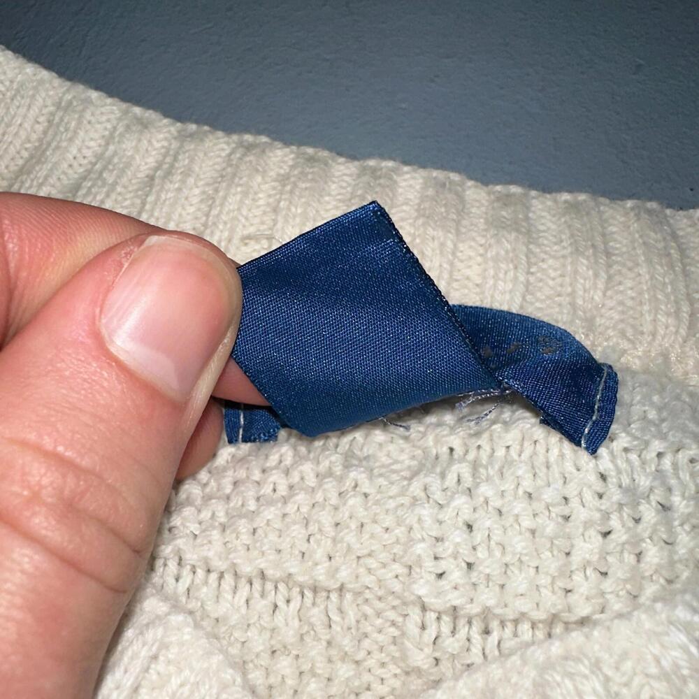 Towncraft VTG 80s 100% Cotton Made In USA Ivory Square Knit Sweater Sz L - Picture 3 of 9